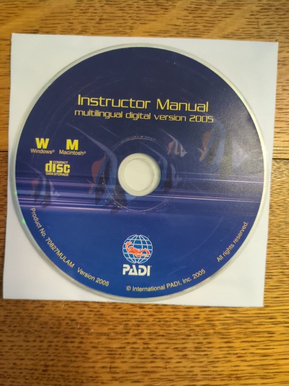 PADI 2005 Instructor's Manual Digital Version CD-ROM Windows & Mac disc only